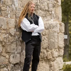 Leonardo Carbone 17. Jahrhundert Seemann Weste, Schwarz -Mittelalter Mode Geschaft 17 jahrhundert seemann weste schwarz 2