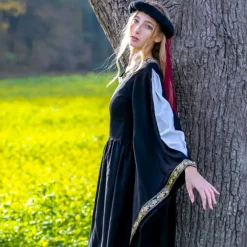 Leonardo Carbone Edel Bestickten Kleid Loretta, Schwarz -Mittelalter Mode Geschaft edel bestickten kleid loretta schwarz 3