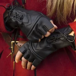 Epic Armoury Fingerlose Handschuhe Mit Schnürsenkeln, Schwarz -Mittelalter Mode Geschaft fingerlose handschuhe mit schnuersenkeln schwarz 3