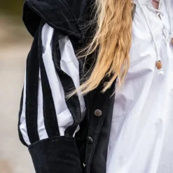 Leonardo Carbone Jacke Mit Offenen Ärmeln, Schwarz -Mittelalter Mode Geschaft jacke mit offenen aermeln schwarz 2