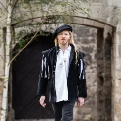 Leonardo Carbone Jacke Mit Offenen Ärmeln, Schwarz -Mittelalter Mode Geschaft jacke mit offenen aermeln schwarz 3