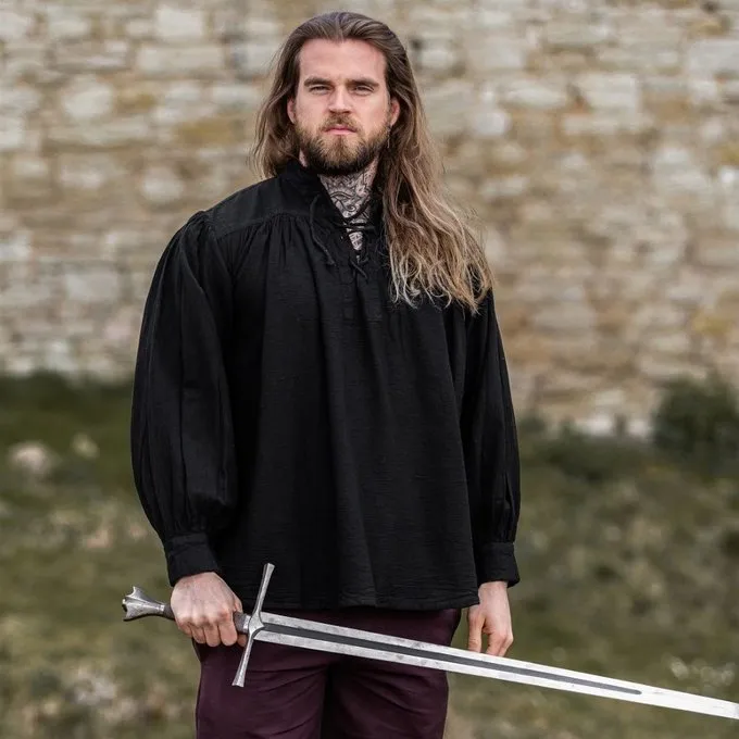 Leonardo Carbone Mittelalterhemd, Schwarz 3 Leonardo Carbone Mittelalterhemd, Schwarz – Bild 3