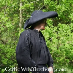 Leonardo Carbone Piratenhemd Mit Schnürung, Schwarz -Mittelalter Mode Geschaft piratenhemd mit schnuerung schwarz 5