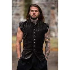 Leonardo Carbone Samtwams Mit Metallknöpfen, Braun