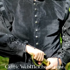 Leonardo Carbone Samtwams Mit Metallknöpfen, Schwarz -Mittelalter Mode Geschaft samtwams mit metallknoepfen schwarz 4