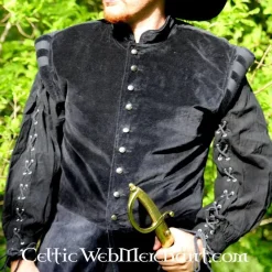 Leonardo Carbone Samtwams Mit Metallknöpfen, Schwarz -Mittelalter Mode Geschaft samtwams mit metallknoepfen schwarz 5