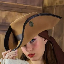 Rawblade Tricorn Drei Doublonen, Hellbraun