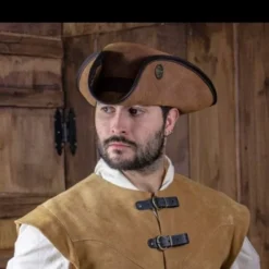 Rawblade Tricorn Drei Doublonen, Verwittert Braun -Mittelalter Mode Geschaft tricorn drei doublonen verwittert braun 3