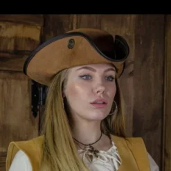 Rawblade Tricorn Drei Doublonen, Verwittert Braun -Mittelalter Mode Geschaft tricorn drei doublonen verwittert braun 4