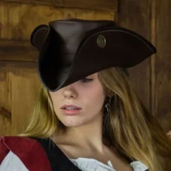 Rawblade Tricorn Drei Dublonen, Braun -Mittelalter Mode Geschaft tricorn drei dublonen braun 3