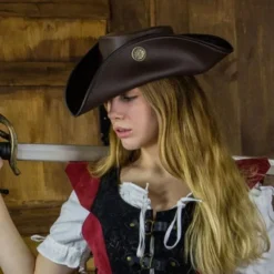 Rawblade Tricorn Drei Dublonen, Braun -Mittelalter Mode Geschaft tricorn drei dublonen braun 4