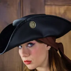 Rawblade Tricorn Drei Dublons, Schwarz -Mittelalter Mode Geschaft tricorn drei dublons schwarz 3