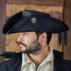 Rawblade Tricorn Drei Dublons, Schwarz -Mittelalter Mode Geschaft tricorn drei dublons schwarz 4