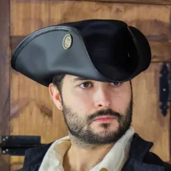 Rawblade Tricorn Drei Dublons, Schwarz -Mittelalter Mode Geschaft tricorn drei dublons schwarz 5